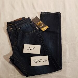 Lee boys size 10 slim fit tapered leg dark wash jeans, adjustable waist New